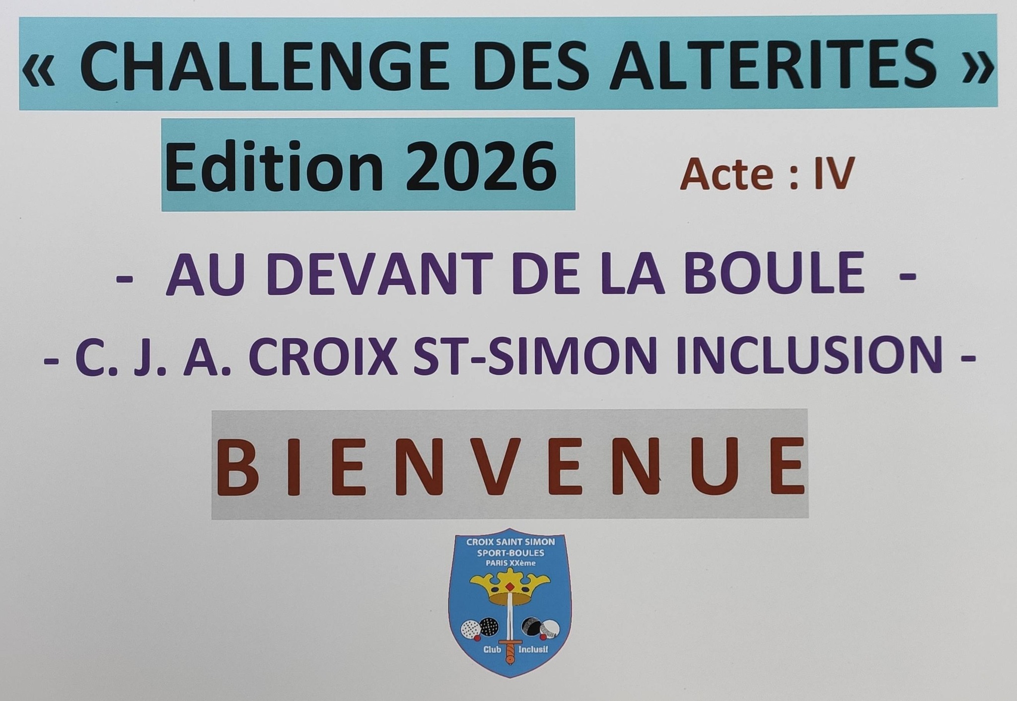 Le groupe des participants, avec les organisateurs pour le chalenge des Altérités , acte 4 Club de la Croix St Simon Paris XXeme.
